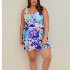 Torrid Wireless‎ Long Length Colorful Tie Dye Swim Dress Size 12 LARGE